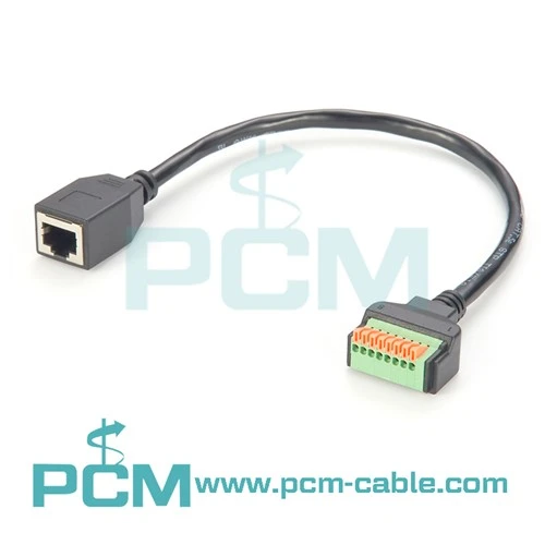 RJ45 8P8C Adaptér svorkovnice typu samica na 8 kolíkov s pružinou