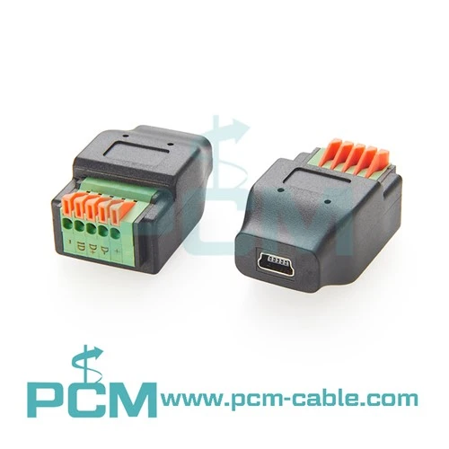Zásuvka USB Mini B na 5 pinovú svorkovnicu