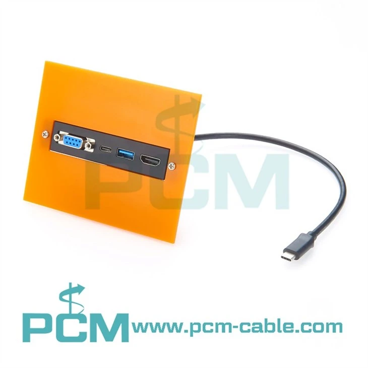 USB-C to USB-A USB-C HDMI RS232 (DB9) Panel Mount Multiport Dock